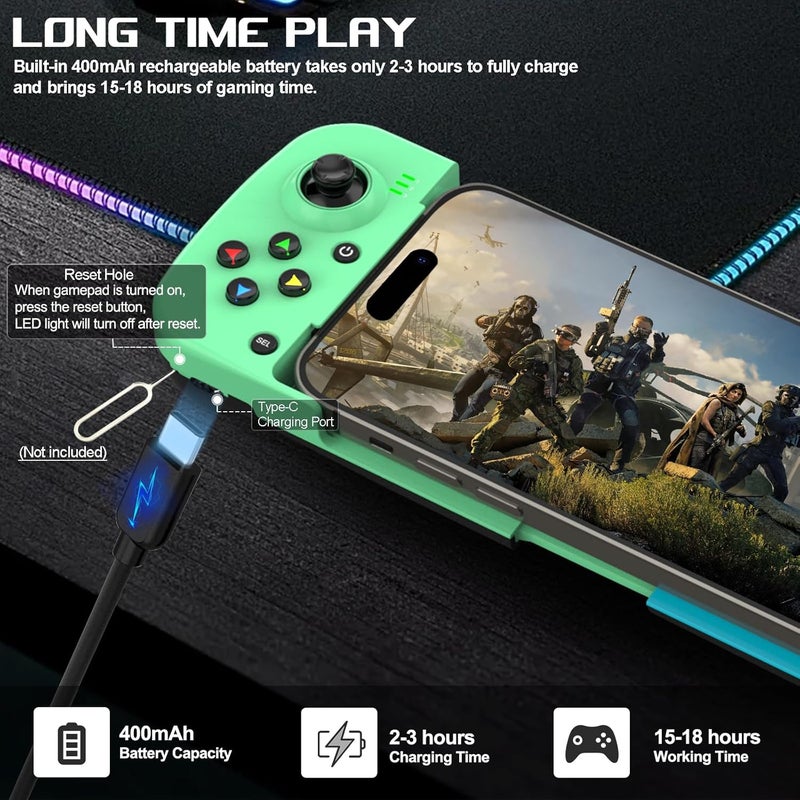 arVin Wireless Gaming Controller for iPhone Android Gamepad Joystick for iPhone 15/14/13, iOS, iPad, MacBook, Samsung Galaxy S23/22/21, TCL, One Plus, Tablet, PC, Call of Duty Mobile, Genshin, Diablo - Image 5